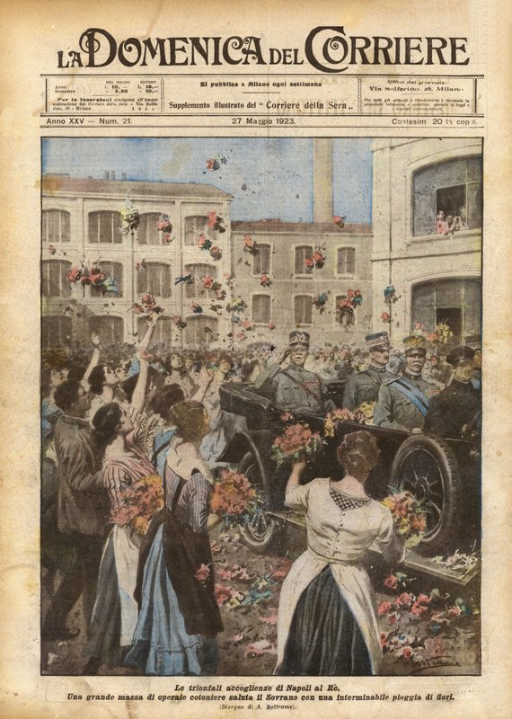 A recepção triunfal de Nápoles ao rei de Achille Beltrame