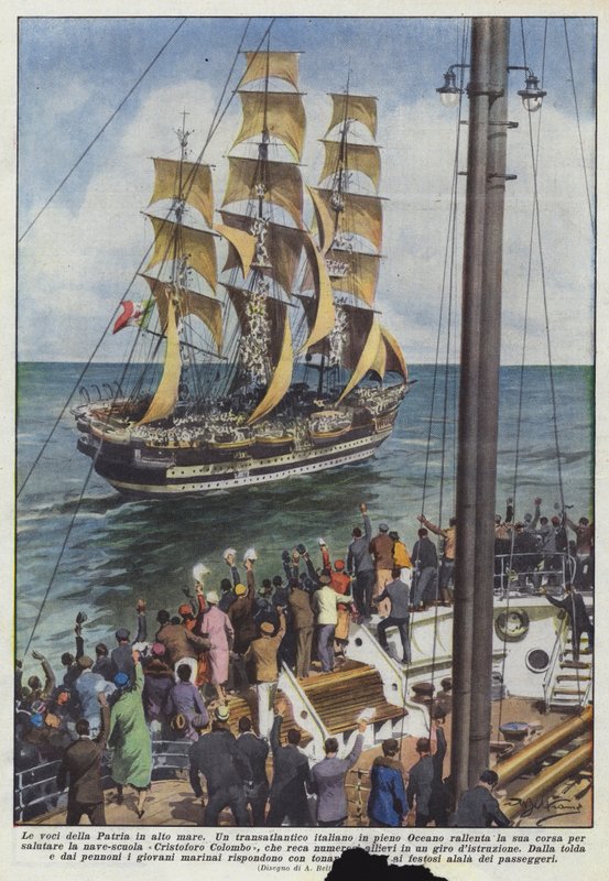 As vozes da pátria em alto mar de Achille Beltrame