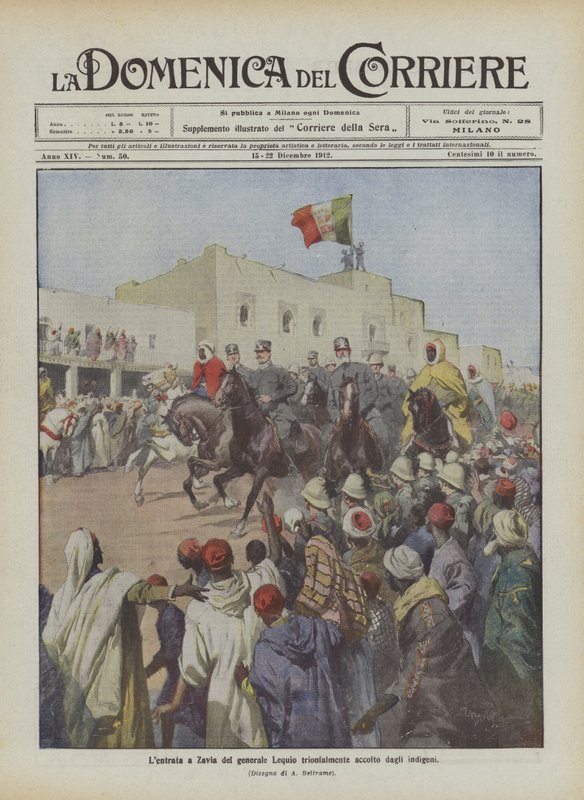 A entrada para Zavia do General Lequio triunfante recebida pelos nativos de Achille Beltrame