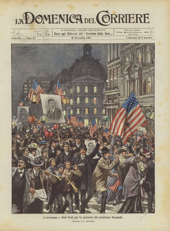 Emoção em Nova York pela reeleição do presidente Roosevelt de Achille Beltrame