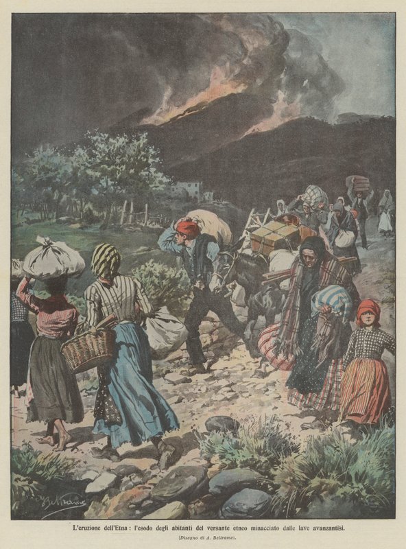 Erupção do Etna, o lesodo dos habitantes do lado do Etna ameaçado pelo avanço da lava de Achille Beltrame