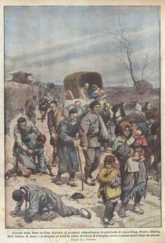 Doença da fome na China de Achille Beltrame