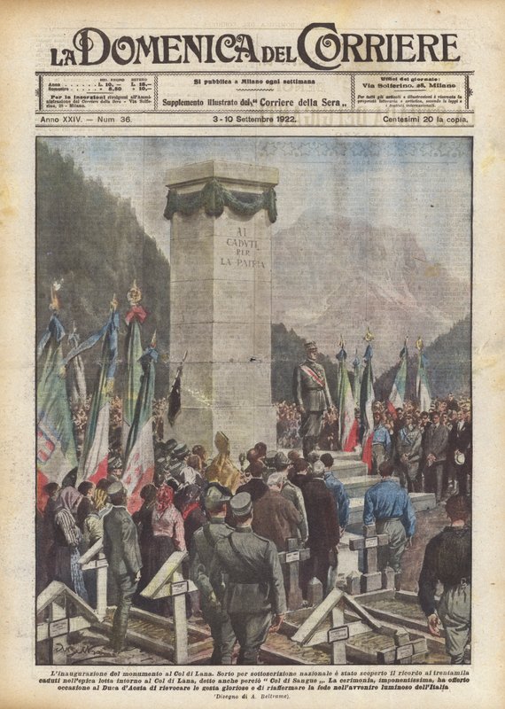 A inauguração do monumento Col di Lana de Achille Beltrame