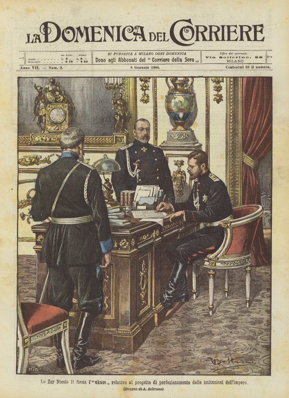 O czar Nicolo A assinatura lukase no projeto para aperfeiçoar as instituições do império de Achille Beltrame