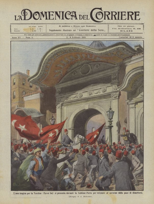 Lora tragica para a Turquia, Enver bey aparece na frente da porta Sublime para íntimo de Achille Beltrame