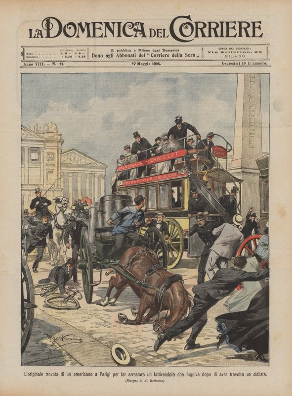 O achado original de um americano em Paris para ter um ativista preso fugindo depois de Achille Beltrame