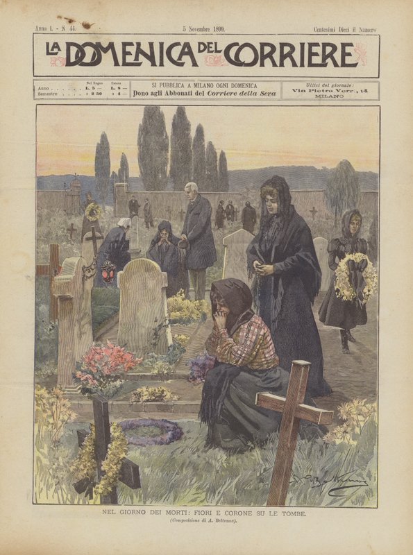 No dia dos mortos, flores e coroas nos túmulos de Achille Beltrame