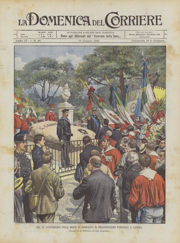 No 20º aniversário da morte de Garibaldi, a peregrinação nacional a Caprera de Achille Beltrame