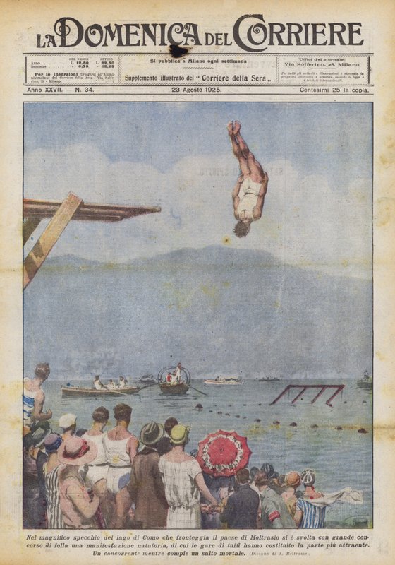 No magnífico espelho do Lago Como, em frente à cidade de Moltrasio, aconteceu de Achille Beltrame