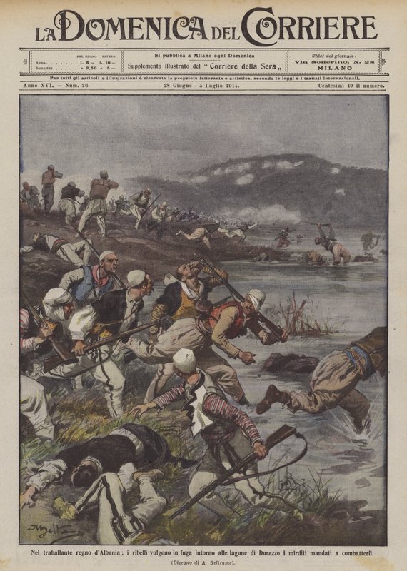 No instável reino da Albânia, os rebeldes fogem das lagoas de Durazzo de Achille Beltrame