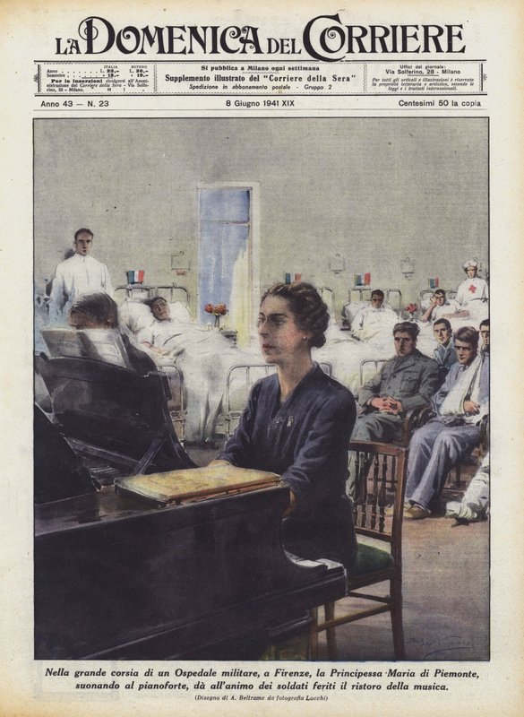 Na grande pista de um hospital militar, em Florença, a princesa Maria di Piemonte de Achille Beltrame