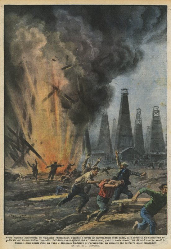 Na região petrolífera de Campina (Romênia), durante as obras de perfuração de um poço de Achille Beltrame