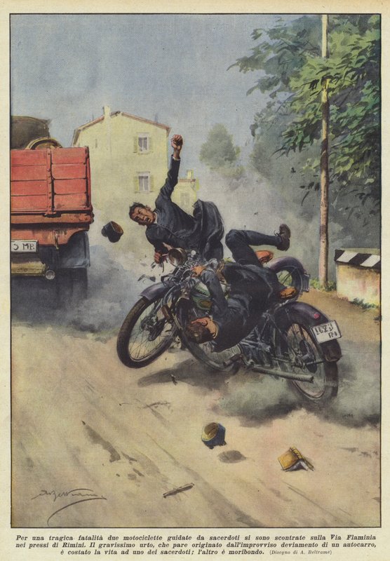 Por um destino trágico, duas motocicletas dirigidas por padres entraram em confronto no Caminho de Achille Beltrame