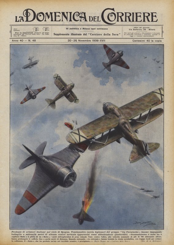 Acrobacias de aviadores italianos no céu da Espanha de Achille Beltrame