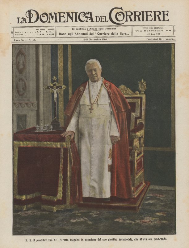 SS Papa Pio X, retrato pintado por ocasião de seu jubileu sacerdotal, que agora se celebra de Achille Beltrame