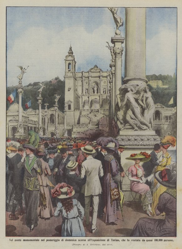 Na ponte monumental no último domingo à tarde na exposição de Turim, que foi visitada de Achille Beltrame