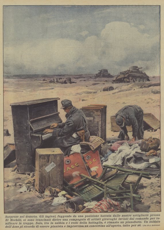 Surpresas no deserto (litografia a cores) de Achille Beltrame