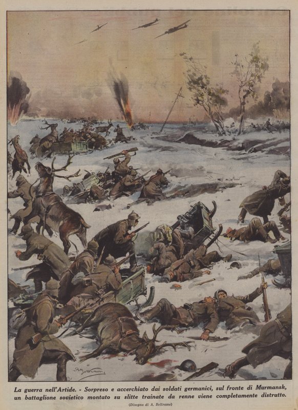 A Guerra no Ártico (Litografia a cores) de Achille Beltrame