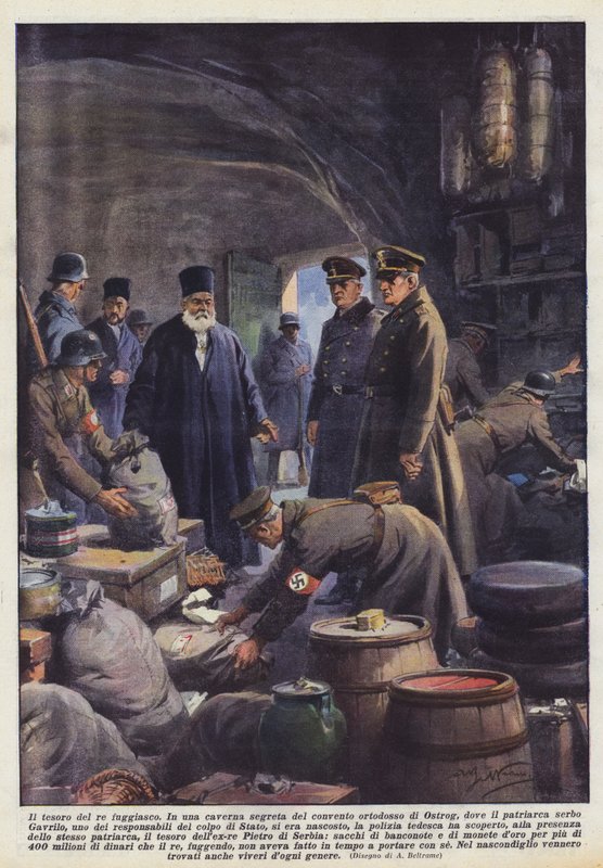 O tesouro do rei fugitivo (litografia a cores) de Achille Beltrame