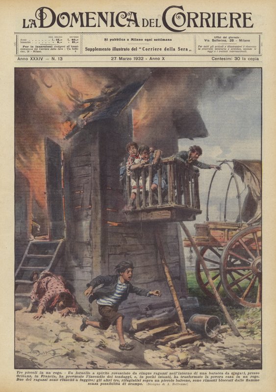 Três pequeninos em uma pira de Achille Beltrame