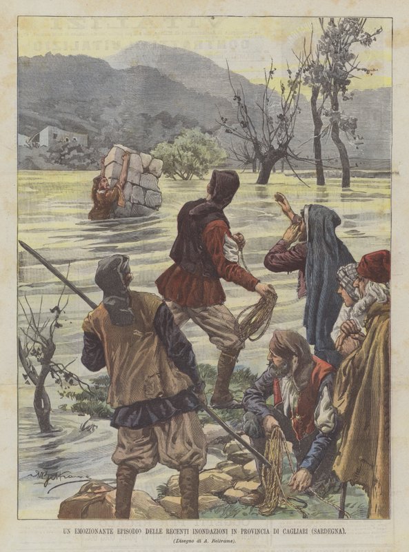 Um excitante episódio de enchentes recentes na província de Cagliari (Sardenha) de Achille Beltrame
