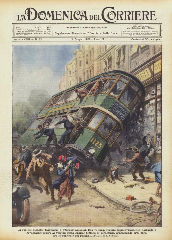 Um curioso desastre de bonde em Glasgow (Escócia) de Achille Beltrame