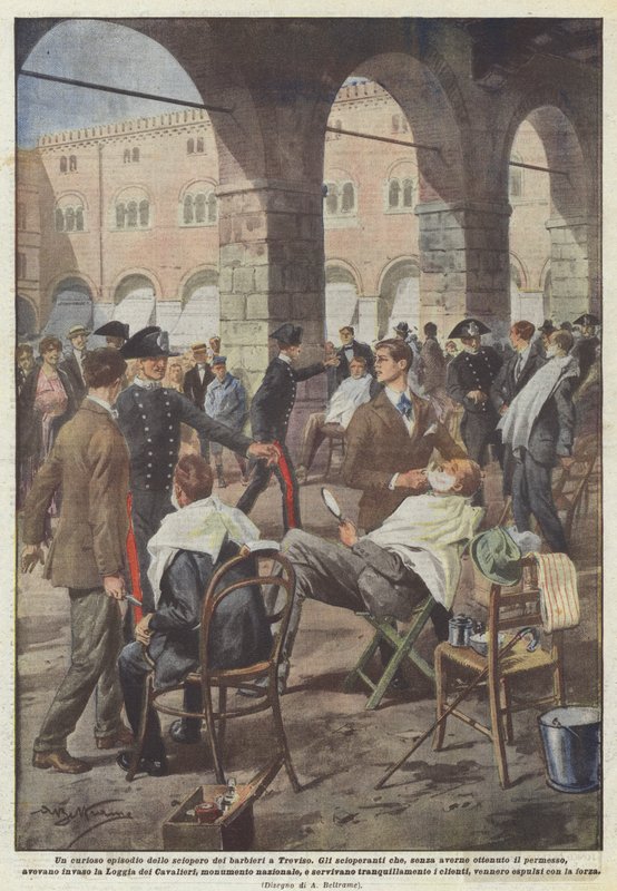Um curioso episódio da greve de barbeiros em Treviso de Achille Beltrame