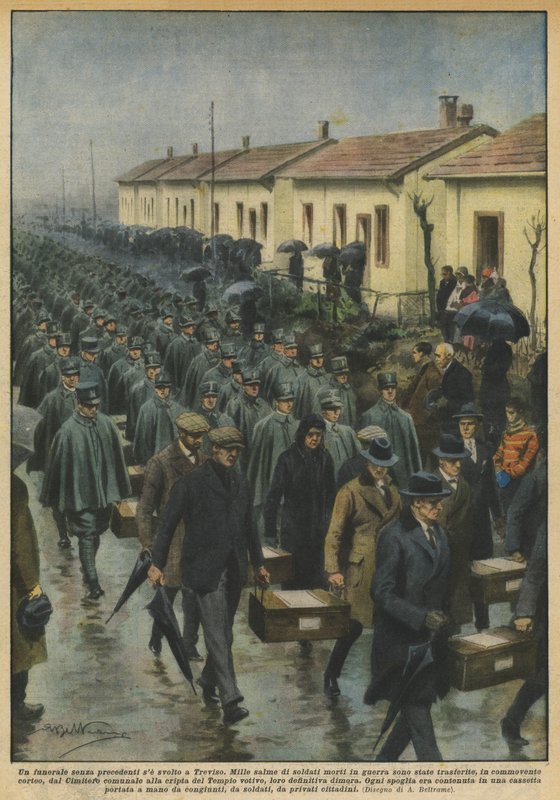 Um funeral sem precedentes se realizado em Treviso de Achille Beltrame