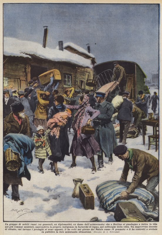 Um grupo de nobres russos (ex-generais, ex-diplomatas, ex-damas da aristocracia) que em Berlim de Achille Beltrame