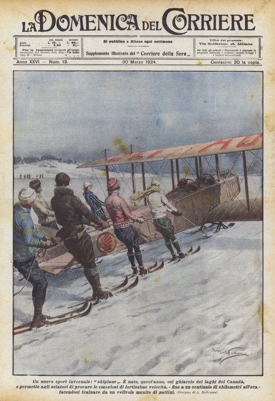 Um novo esporte de inverno, skiplane de Achille Beltrame