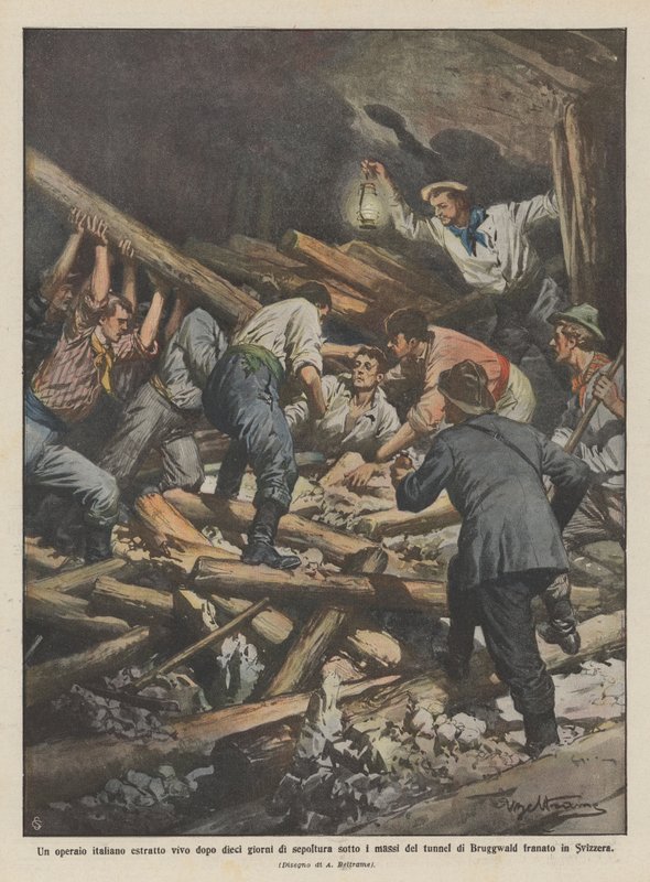 Um trabalhador italiano extraído vivo após dez dias de enterro sob as pedras do túnel de Achille Beltrame