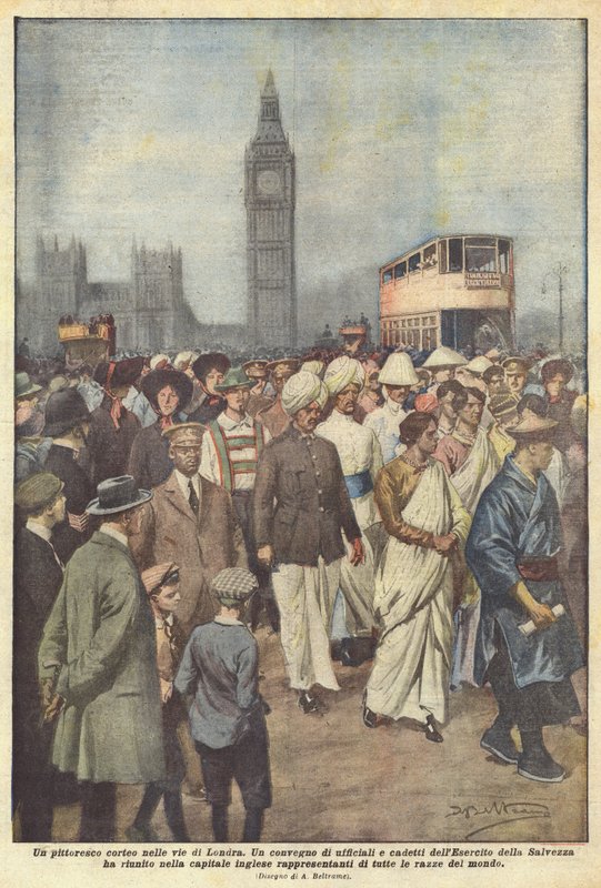 Um desfile pitoresco nas ruas de Londres de Achille Beltrame