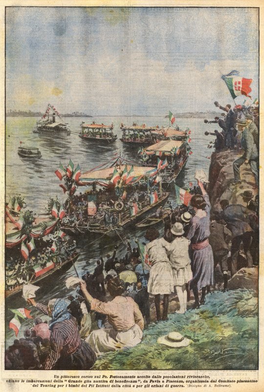 Um desfile pitoresco no rio Po de Achille Beltrame