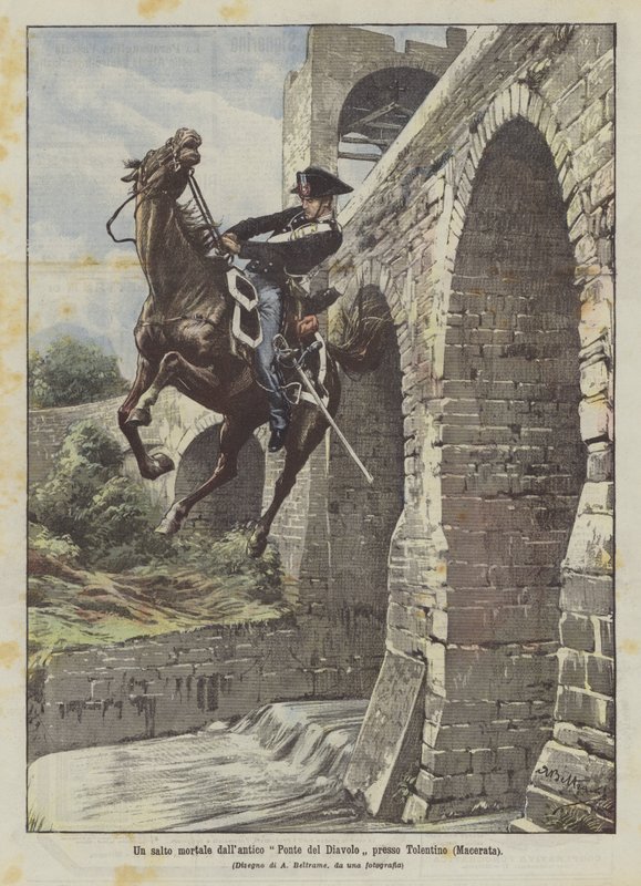 Uma cambalhota da antiga Ponte del Diavolo perto de Tolentino (Macerata) de Achille Beltrame