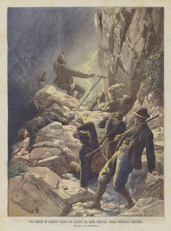 Um Comité De Alpinistas Bateu Por Relâmpago No Monte Tribulan, Perto De Gossensass (Brennero) de Achille Beltrame