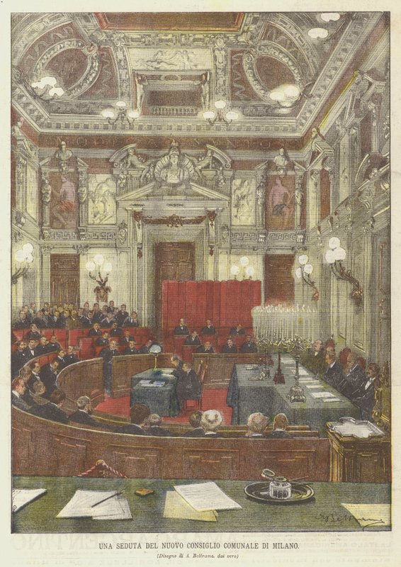 Um assento do novo Conselho Municipal de Milão de Achille Beltrame