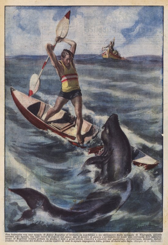 Uma batalha com um tubarão de Achille Beltrame