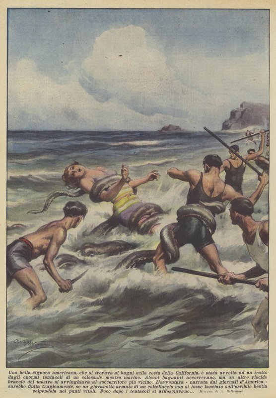 Uma bela dama americana, que estava nos banhos da costa da Califórnia, estava envolvida de Achille Beltrame