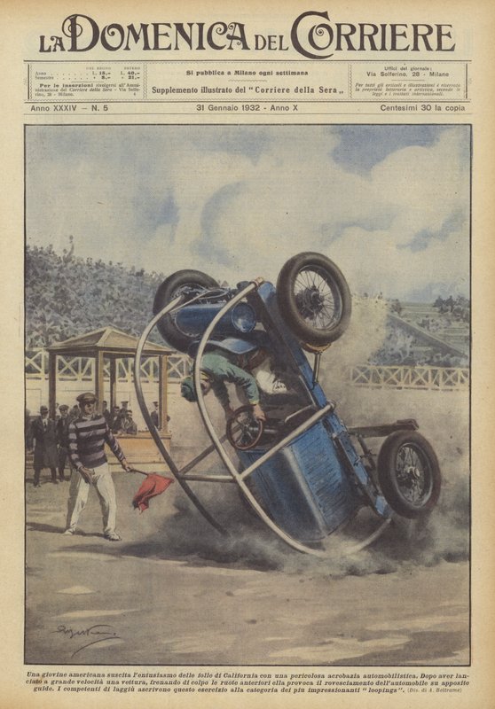 Uma jovem americana desperta o entusiasmo das multidões da Califórnia com uma acrobacia de carros perigosos de Achille Beltrame