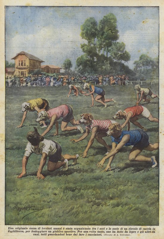 Uma raça original de galgos humanos foi organizada entre os membros e os membros de um clube de Achille Beltrame