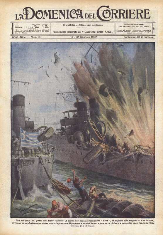 Uma tragédia no porto de Pireu (Grécia) de Achille Beltrame
