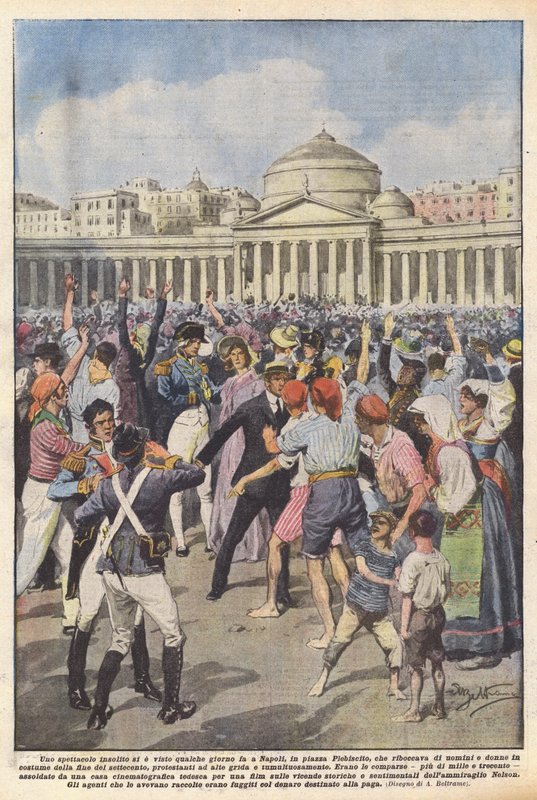 Uma visão incomum foi vista há alguns dias em Nápoles, na Piazza Plebiscito, que arrancou de Achille Beltrame