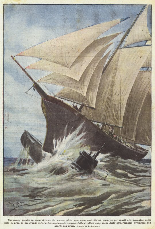 Uma estranha batalha no meio do oceano de Achille Beltrame
