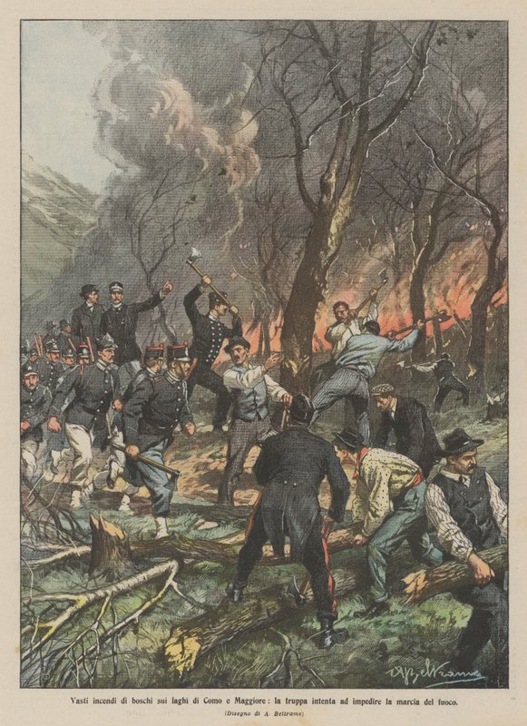 Grandes incêndios de floresta nos lagos de Como e Maggiore, as tropas decididas a impedir a marcha do fogo de Achille Beltrame