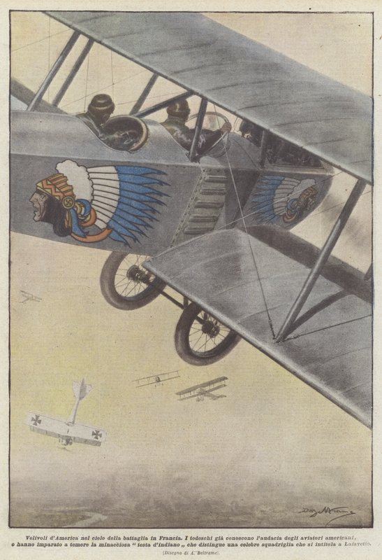 Aeronaves da América no céu da batalha na França de Achille Beltrame