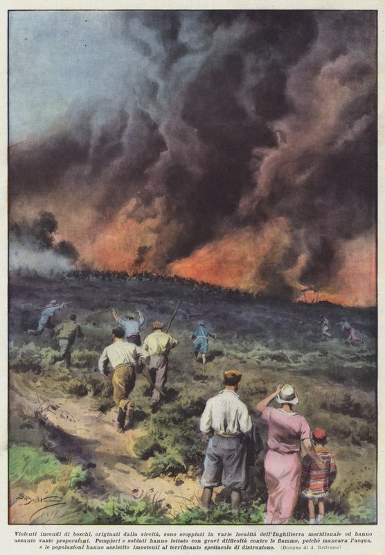 Incêndios florestais violentos, originários da seca, eclodiram em vários locais de Achille Beltrame