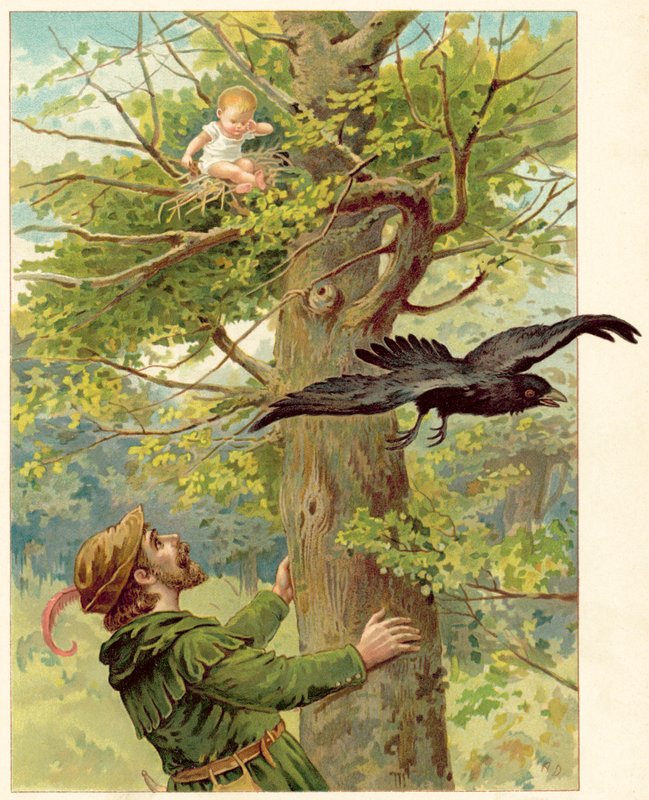 Encontrar-passarinho na árvore (chromolitho) de Ada Dennis