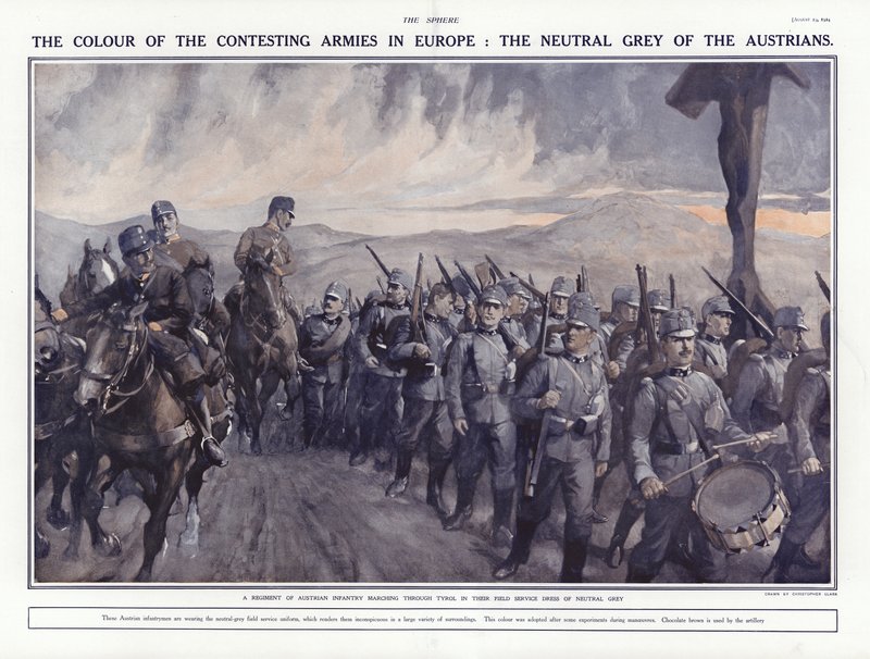 Soldados austríacos marchando pelo Tirol, Primeira Guerra Mundial, 1914 de Addison Thomas Millar