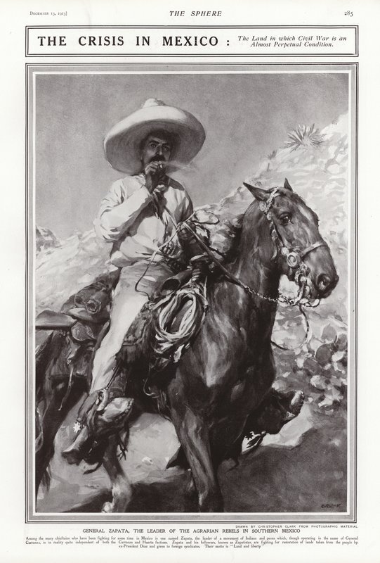 General Zapata, o líder dos rebeldes agrários no sul do México, 1913 de Addison Thomas Millar
