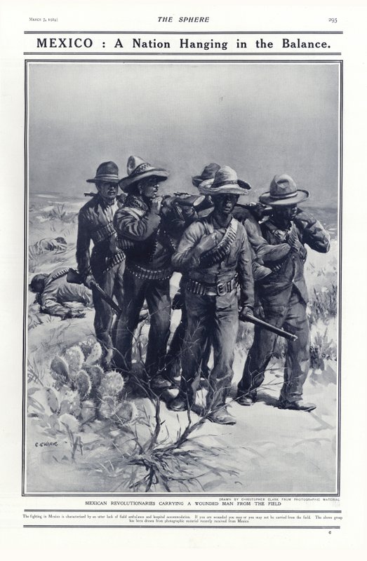 Revolucionários mexicanos carregando um homem ferido do campo, 1914 de Addison Thomas Millar